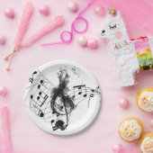 Musiknote Luxus Schwarz-Weiß Pappteller (Party)