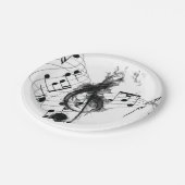 Musiknote Luxus Schwarz-Weiß Pappteller (Schrägansicht)
