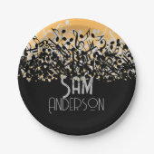 Musiknote Luxus Schwarz-Weiß Personalisiert Pappteller (Vorderseite)