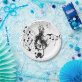 Musiknote Luxus Schwarz-Weiß Personalisiert Pappteller (Party)