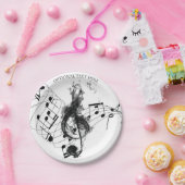 Musiknote Luxus Schwarz-Weiß Personalisiert Pappteller (Party)