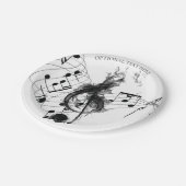 Musiknote Luxus Schwarz-Weiß Personalisiert Pappteller (Schrägansicht)