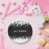 Musiknote Luxus Schwarz-Weiß Personalisiert Pappteller (Party)