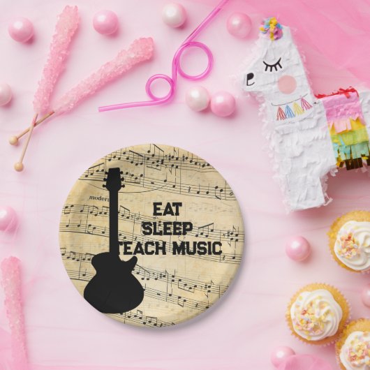 Musiknote Luxus Schwarz-Weiß Personalisiert Pappteller (Party)