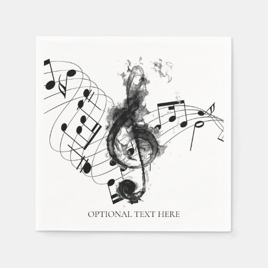 Musiknote Luxus Schwarz-Weiß Personalisiert Serviette (Vorderseite)