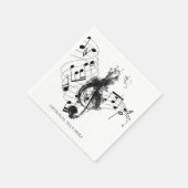 Musiknote Luxus Schwarz-Weiß Personalisiert Serviette (Ecke)