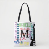 Musiknote-Monogramm mit Farbnamen Tasche (Vorderseite)