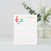 Musiknote Musiker Lehrer Danke Karte (Stehend Vorderseite)