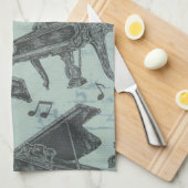 Musiknote Muster Musik Thema Küche Handtuch (Viertel Falte)