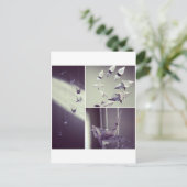 Musiknote Origami Crane Mobile Postkarte (Stehend Vorderseite)