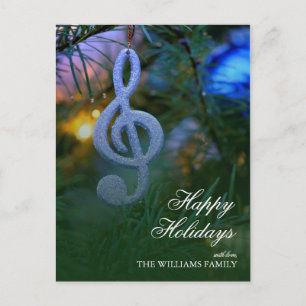 Musiknote Ornament on Tree Feiertagspostkarte