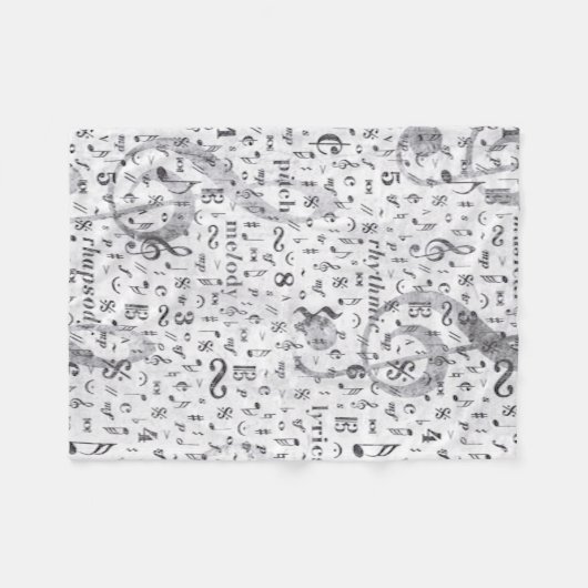 Musiknote Pattern Music Theme Fleece Blanket (Vorderseite (Horizontal))
