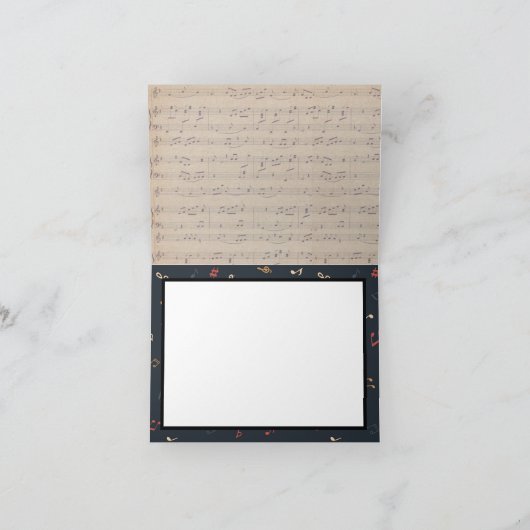 Musiknote Pattern Music Theme Musiker Dankeskarte (Innenseite)