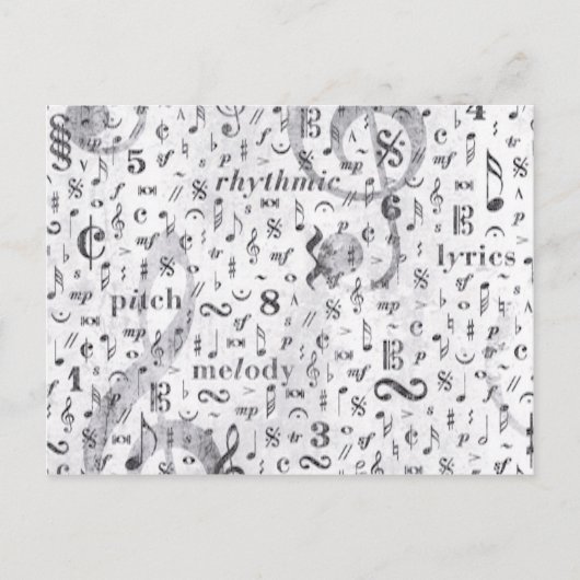 Musiknote Pattern Music Theme Postkarte (Vorderseite)