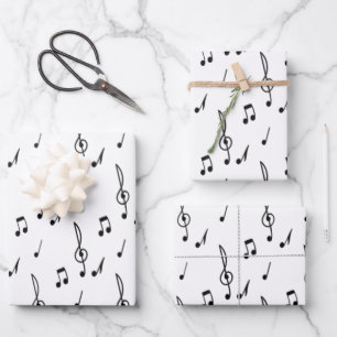 Musiknote Pattern Music Theme Treble Clef Geschenkpapier Set