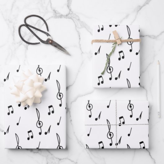 Musiknote Pattern Music Theme Treble Clef Geschenkpapier Set (Vorderseite)