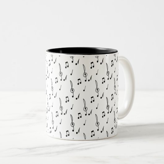 Musiknote Pattern Music Theme Treble Clef Zweifarbige Tasse (VorderseiteRechts)