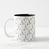 Musiknote Pattern Music Theme Treble Clef Zweifarbige Tasse (Links)