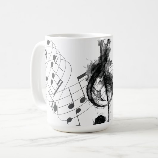 Musiknote Personalisiert Schwarzweiß Kaffeetasse (Vorderseite Links)