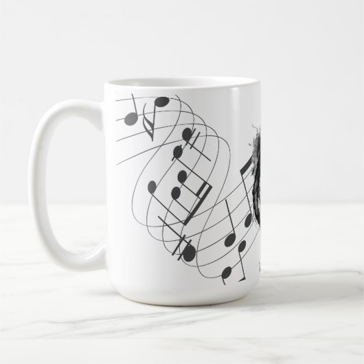 Musiknote Personalisiert Schwarzweiß Kaffeetasse (Links)