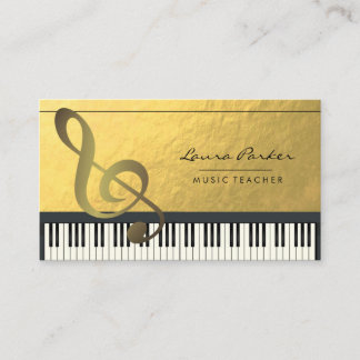 Musiknote Piano Keyboard Musician Gold Fossil Visitenkarte