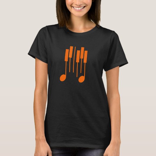 Musiknote & Piano Keyboard - orangefarbener Pianis T-Shirt (Vorderseite)