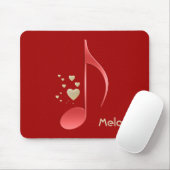 Musiknote-rote Goldherzen mit Monogramm Mousepad (Mit Mouse)