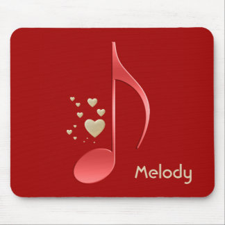 Musiknote-rote Goldherzen mit Monogramm Mousepad