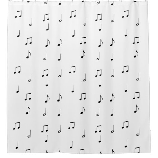 Musiknote Schwarz-Weiß Duschvorhang (Vorderseite)
