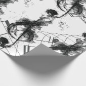 Musiknote Schwarz-Weiß Luxus Geschenkpapier (Ecke)