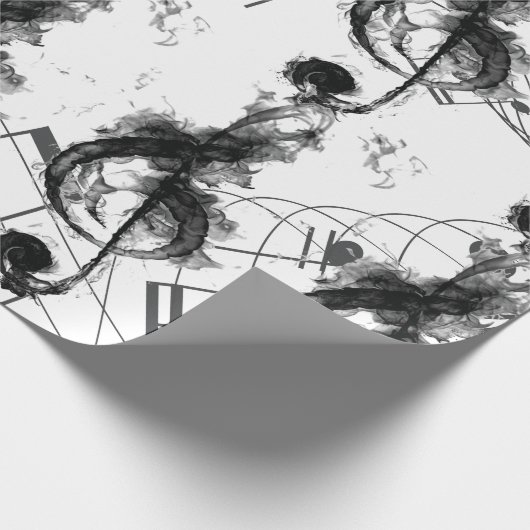 Musiknote Schwarz-Weiß Luxus Geschenkpapier (Ecke)