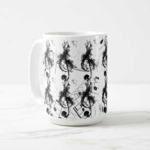 Musiknote Schwarzweiß-Raucheffekt Kaffeetasse
