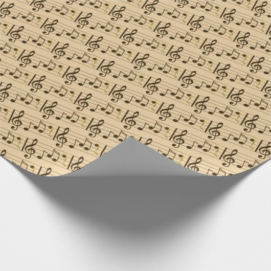 Musiknote (Sepia) Faltpapier Geschenkpapier (Ecke)