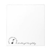 Musiknote Skriptname Schwarz-weiß Personalisiert Notizblock (Vorderseite)