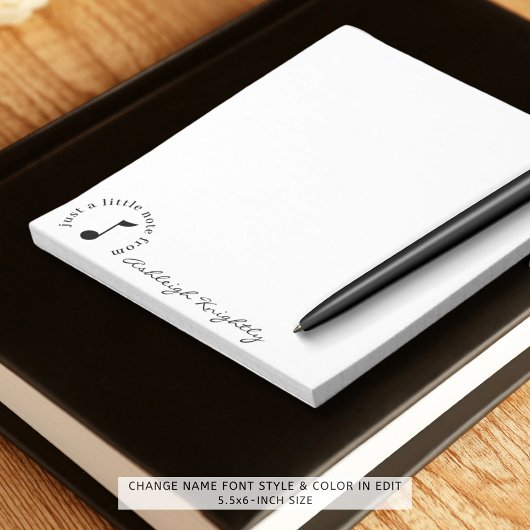 Musiknote Skriptname Schwarz-weiß Personalisiert Notizblock