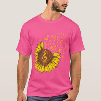 Musiknote Sonnenblumen Musik Lido Retro T-Shirt