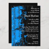 Musiknote Stars Bar Mitzvah Einladung blau (Vorne/Hinten)