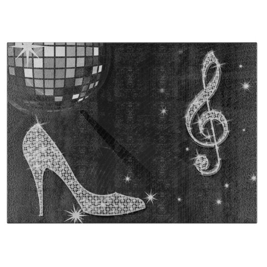 Musiknote & Stiletto Heel, Disco Ball Schneidebrett (Vorderseite)