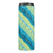Musiknote Streifen braun und blau Thermosbecher (Rückseite)