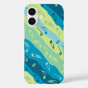 Musiknote Streifen grün und blau iPhone 16 Hülle