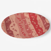 Musiknote Streifen rot Pappteller (Schrägansicht)