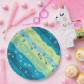 Musiknote Streifen rot Pappteller (Party)