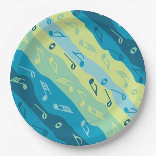 Musiknote Streifen rot Pappteller (Vorderseite)