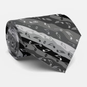 Musiknote Streifen Schwarz und Grau Neck Tie Krawatte (Gerollt)