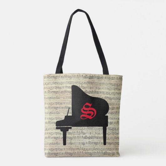 Musiknote Tote Sack Piano Musik Thema Tasche (Rückseite)