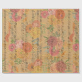 Musiknote und Blume Vintager Hintergrund Geschenkpapier (Flach)