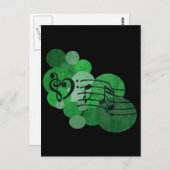 Musiknote und Polka-Punkte - hellgrün Postkarte (Vorne/Hinten)