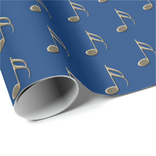 Musiknote Vintage Gold Blau Geschenkpapier