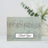 Musiknote Vintage Muster Musik Thema Musiker Dankeskarte (Stehend Vorderseite)