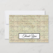 Musiknote Vintage Muster Musik Thema Musiker Dankeskarte (Vorderseite)